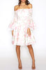 Addison Flared Sleeve Dress - White Floral