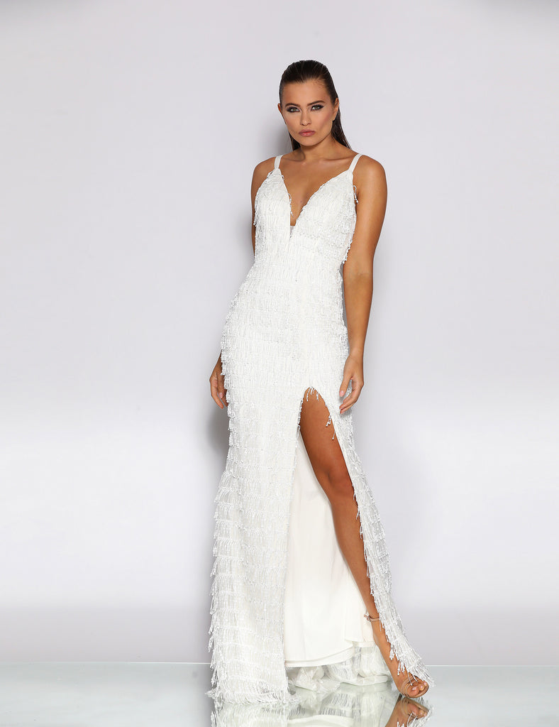 Yazmin Sequin Gown by Jadore - Ivory