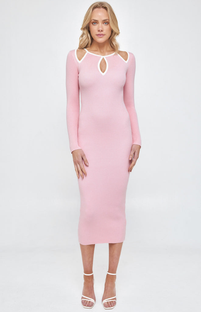 Gigi Knit Midi Dress - Pink