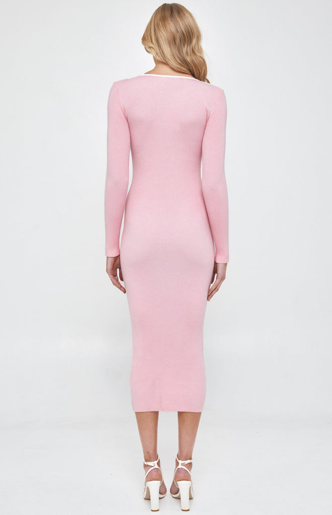 Gigi Knit Midi Dress - Pink