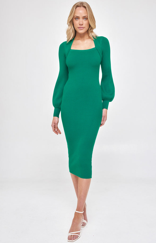 Frankie Knit Midi Dress - Jade