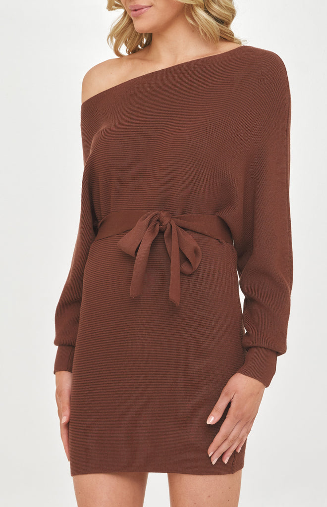 Millie Knit Mini Dress - Mocha