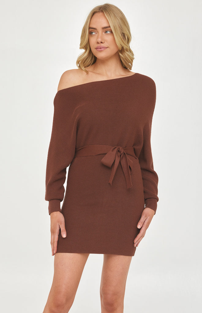 Millie Knit Mini Dress - Mocha