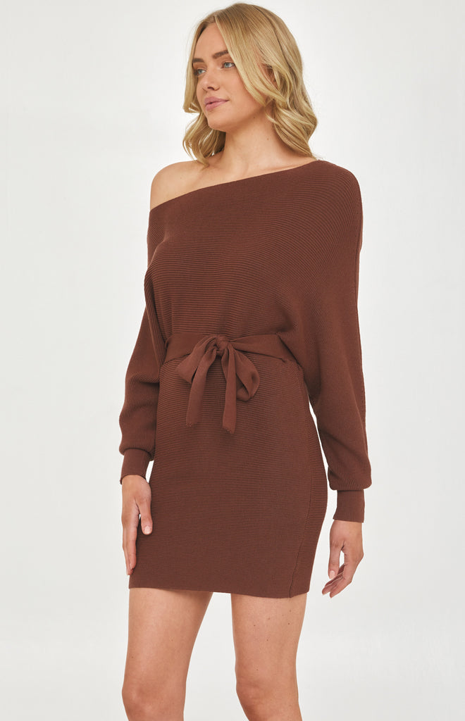 Millie Knit Mini Dress - Mocha