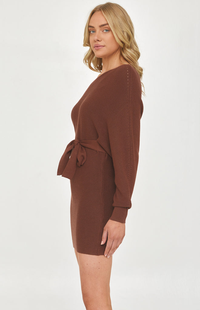 Millie Knit Mini Dress - Mocha